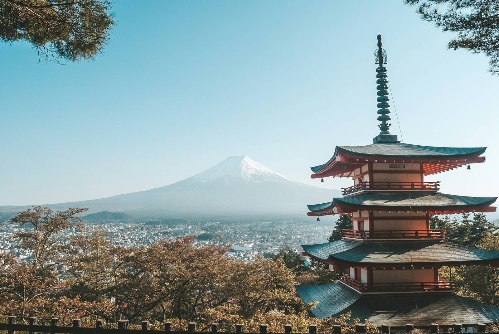Mount Fuji and Chureito Pagoda in spring