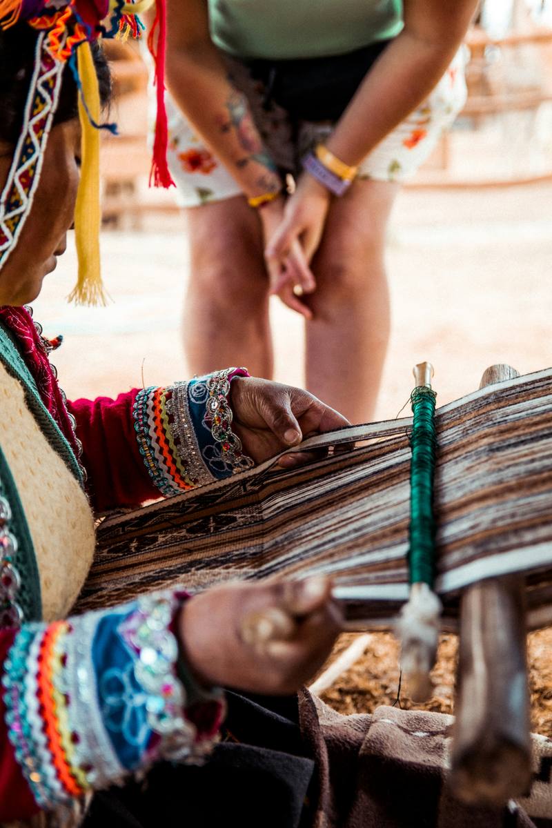 Traditional Andean weaving in Peru