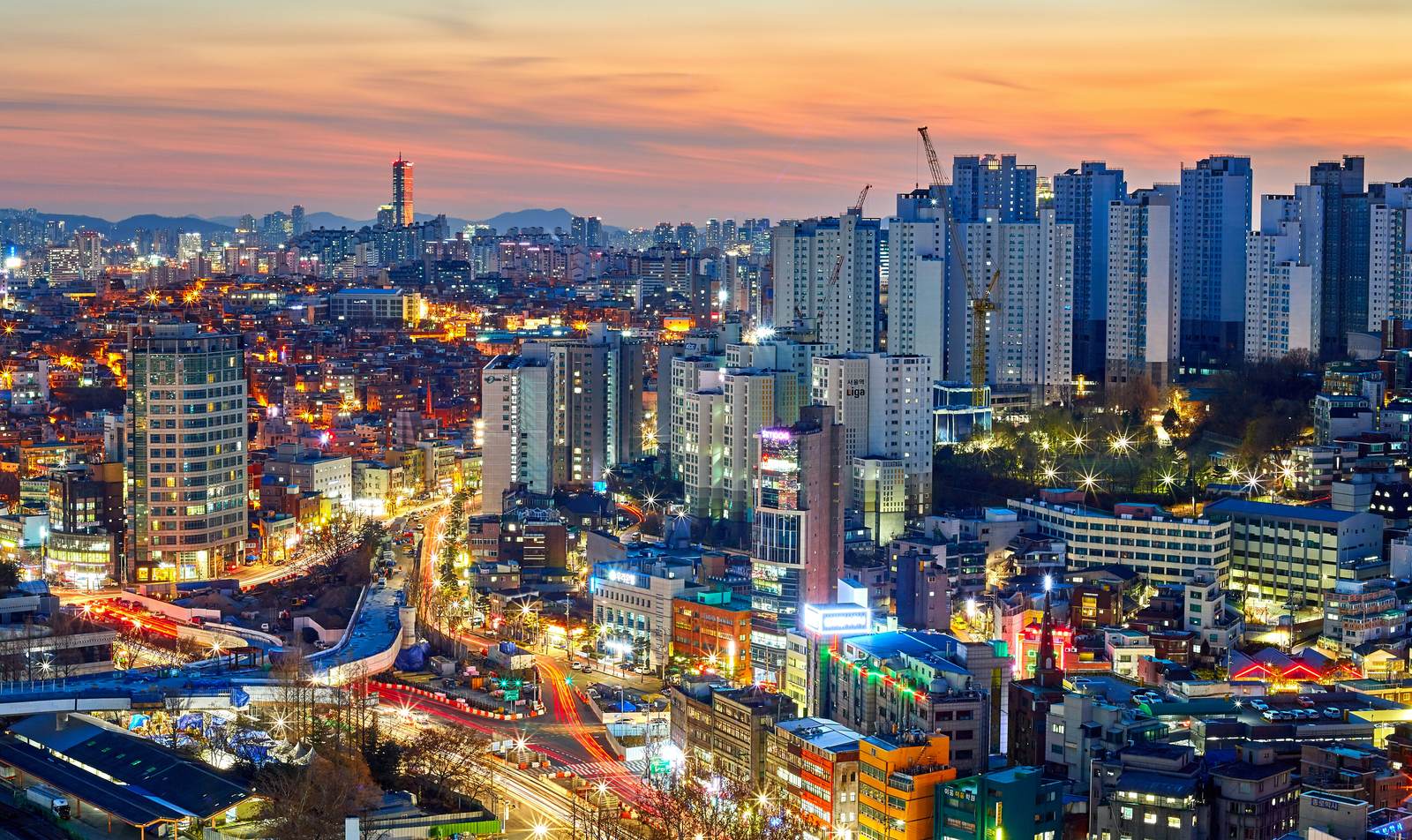 Seoul skyline at sunset, teach English in Korea with EPIK