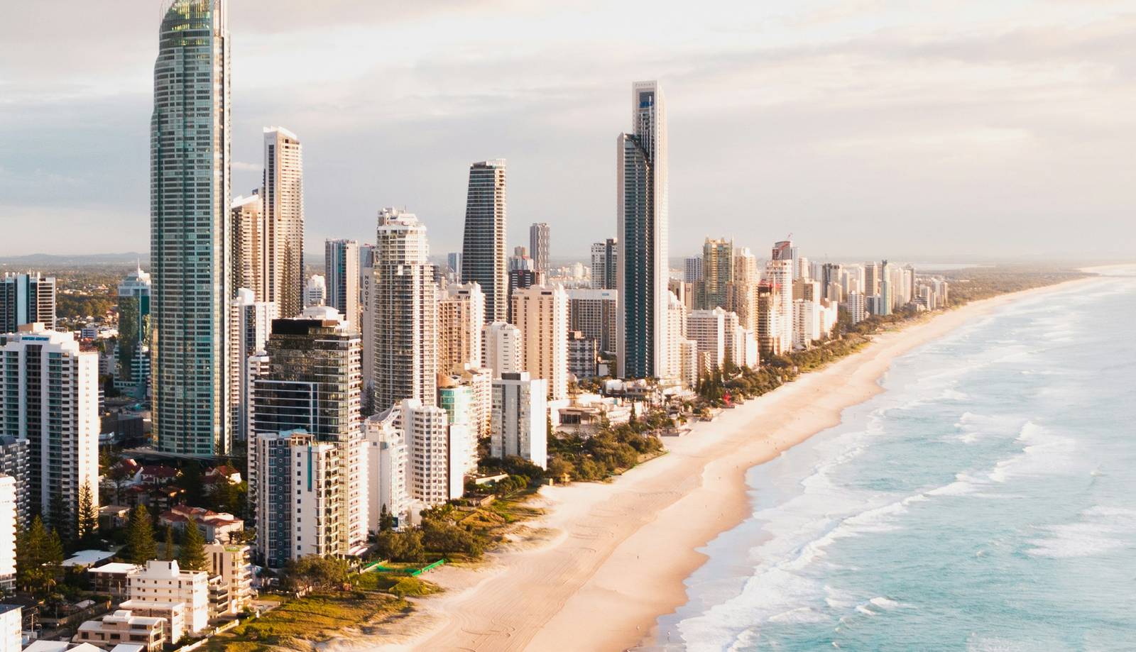 Gold Coast skyline and beach in Queensland, Australia